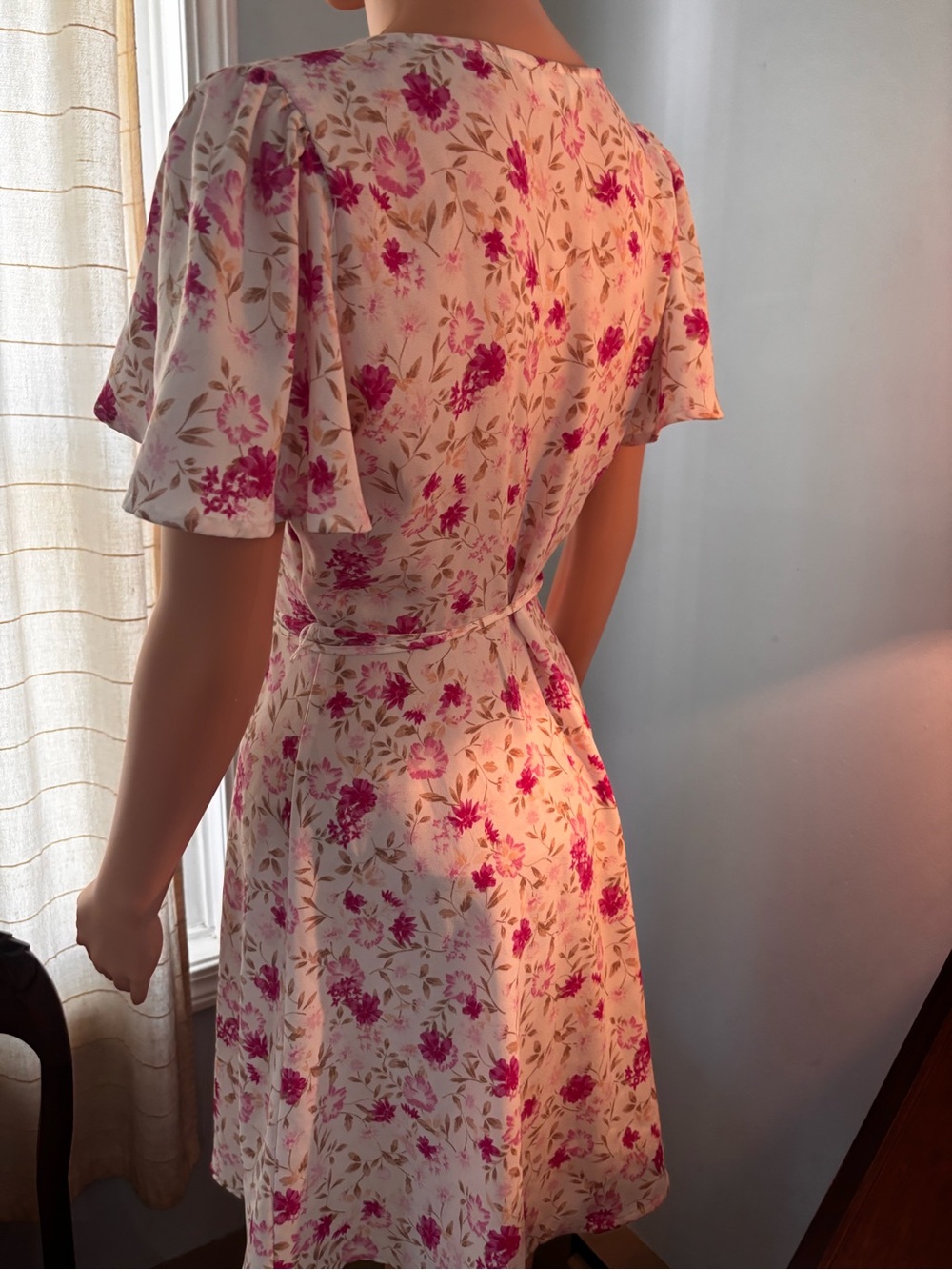 LC Lauren Conrad Pink Floral Wrap-Style Mini Dress
